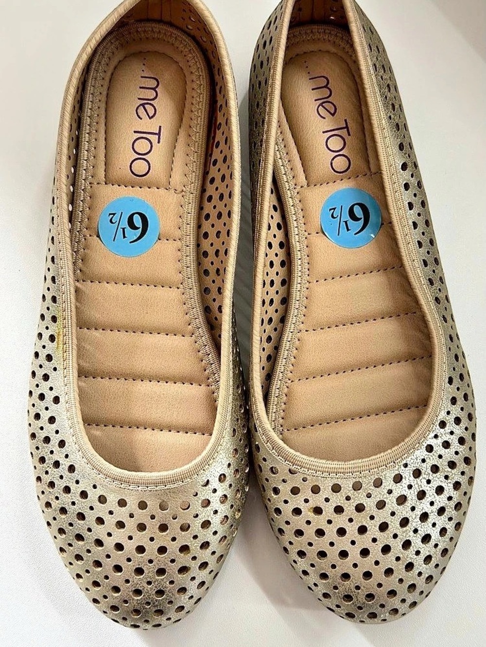 me Too Basil Perforated Flats Brown & Gold US 9.5